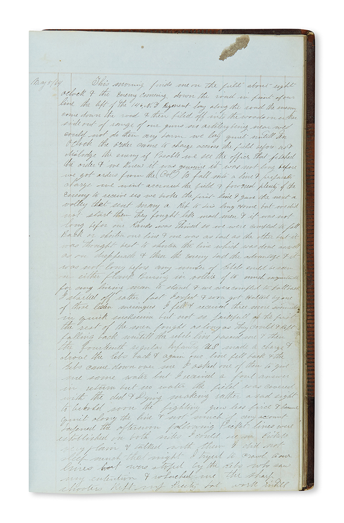 (CIVIL WAR--NEW YORK.) Pierce, Charles E. Manuscript narrative of the Battle of Wilderness and his time at Andersonville Prison.